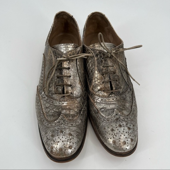 GARRICE gold leather snake print Oxford shoes - Picture 3 of 8